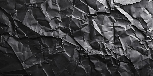 Black crumbled paper banner. KI generiert, generiert, AI generated
