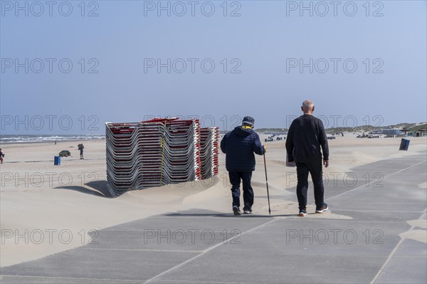 The beach of Hoek van Holland, low season, empty North Sea beach, Netherlands