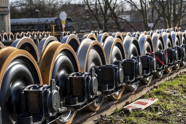 Wheelsets for railway vehicles, serviced and renewed, Herne, North Rhine-Westphalia, Germany,