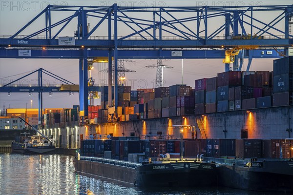 Port basin, gantry cranes in the Container Handling Centre, Trimodal Container Terminal, in the