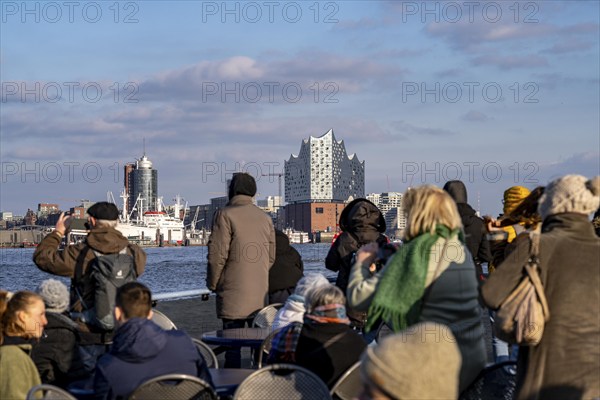 Trip with the Hadag harbour ferry on the Elbe, Elbe Philharmonic Hall, museum ship Cap San Diego,