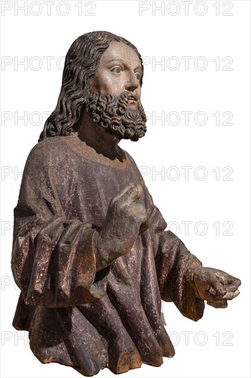 Figure of Jesus, on a white background, around 1470, only the body of the palm tree still exists,