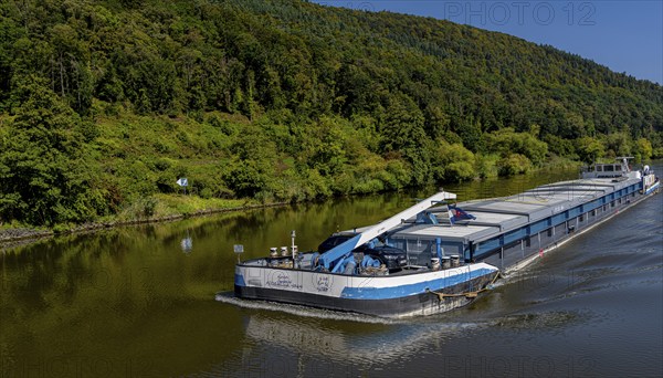 Shipping, barges on the Main near Freudenstadt, Lower Franconia, Bavaria, Germany, Europe