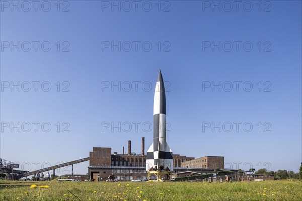 Model of the Aggregat 4 (V 2) rocket. Historical-Technical Museum, Peenemünde Monument Landscape.