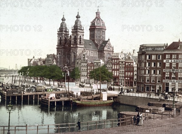 St Nicolas Church, Basilica of St Nicholas, Amsterdam, Holland, 1890, Historical, digitally
