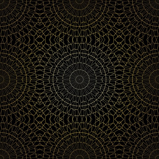 Geometric gold lace seamless pattern. Arabic tile lattice vector background.