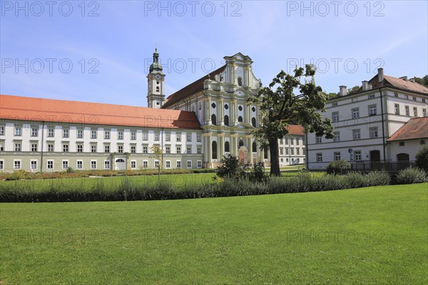 Facade of the Cistercian Abbey Church Fürstenfeld in Fürstenfeldbruck, Upper Bavaria, Bavaria,