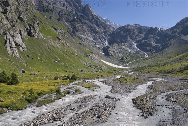 Kander mountain river in the upper Gasterntal valley, Bernese Oberland, Switzerland