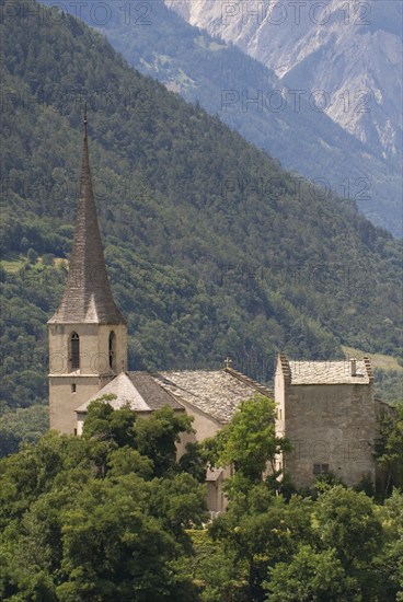 Raron Castle Church (burial place of Rainer Maria Rilke), Valais, Switzerland, Europe