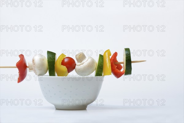 Vegetable skewer on a tray, barbecue skewer