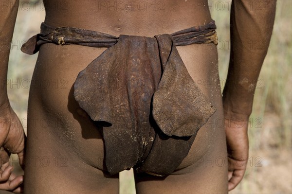 Bushman, Clothing, Traditional loincloth made of springbok leather, Africa, Namibia, Africa