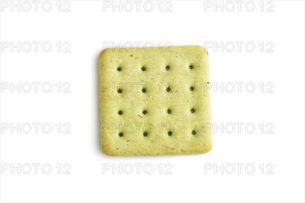 Green cracker pile isolated on white background. top view, flat lay, close up