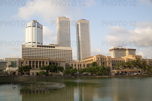 Twin towers of World Trade Centre and modern hotels, central business district, Colombo, Sri Lanka,