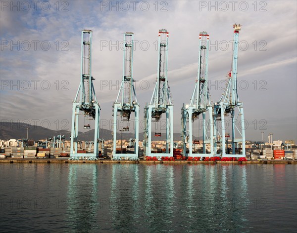 Large cranes APM Terminals container ship port at Algeciras, Cadiz Province, Spain, Europe