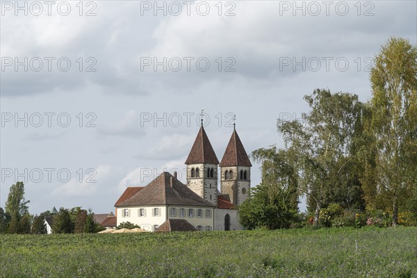 Collegiate Church of St Peter and Paul, Niederzell, Reichenau Island, double tower, rectory, Lake