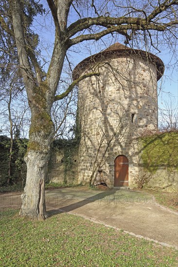 Defence defence tower and town wall, Feuchtwangen, Middle Franconia, Franconia, Bavaria, Germany,