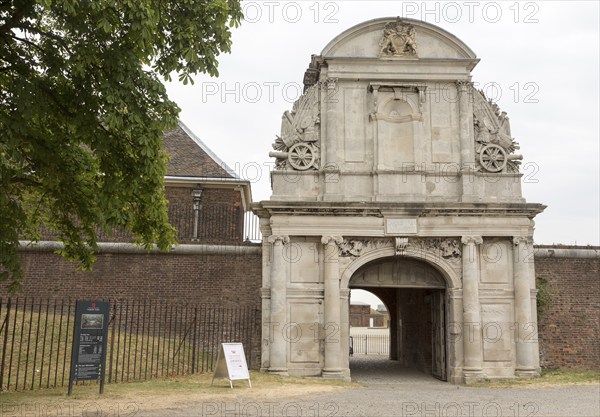 Entrance gateway arch to Tilbury Fort, Tilbury, Thurrock, Essex, England, UK