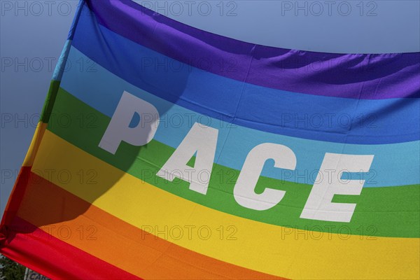 Peace flag with the inscription PACE