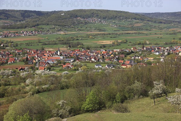 View from the Walberla rock to Ebermannstadt, district of Forchheim, Upper Franconia, Bavaria,