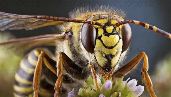 Animals, insect, symbol, close-up of a hornet, Vespa crabro, AI-generated, AI-generated, AI