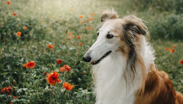 Pets, dog, borzoi, greyhound, recognised Russian dog breed, AI-generated, AI-generated, AI