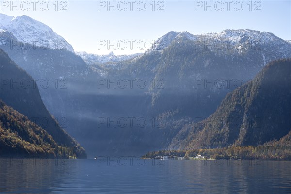 Königssee with Steinernes Meer, autumnal mountain landscape, Berchtesgaden National Park,