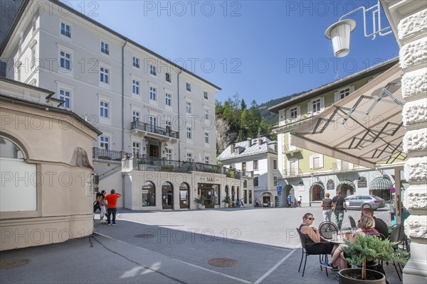 Historic Hotel Badeschloss on Straubingerplatz in the centre, Bad Gastein, Gastein Valley, Hohe