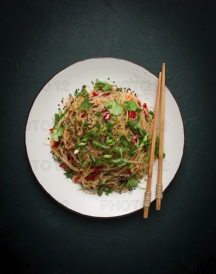 Funchosa, Korean salad, with vegetables, homemade, no people