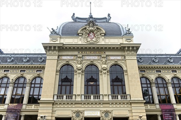 Renewed façade on the Imperial Spa House, Karlovy Vary, Bohemia, Czech Republic, Europe