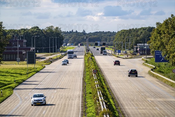 Goch border crossing, A57 motorway, from Germany to the Netherlands, little traffic, North
