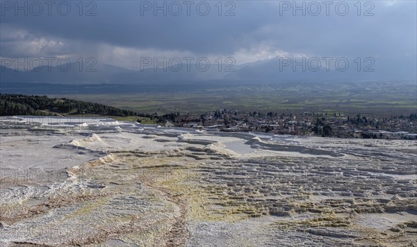 Sintered limestone terraces of Pamukkale, Pamukkale, Denizli province, Aegean region, Turkey, Asia
