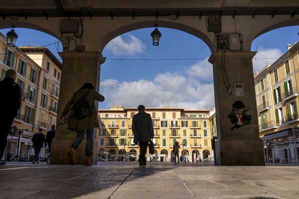 Plaça Major, square in the old town centre of Palma de Majorca, Majorca, Spain, Europe