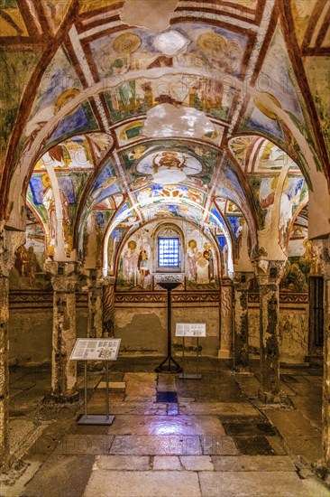 Crypt of frescoes from the 9th century under the main altar, Cripta degli Affreschi, Basilica of