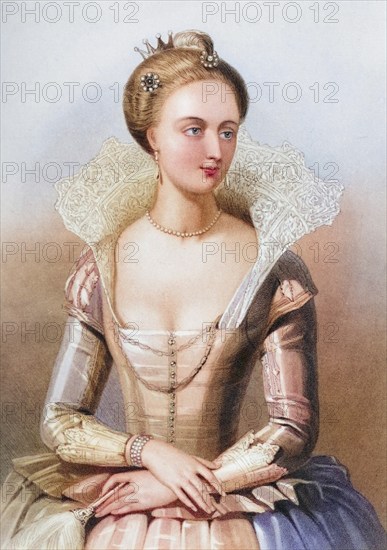 Anne of Denmark, 1574-1619, Queen and wife of King James I of England, engraved by W. H. Mote after