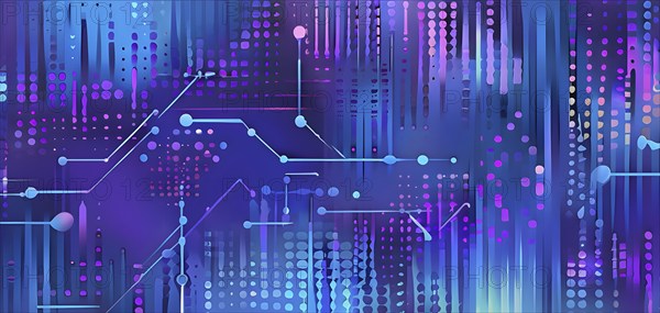 Artificial intelligence, lines, dots and pattern, vibrant blue and purple hues, abstract wallpaper