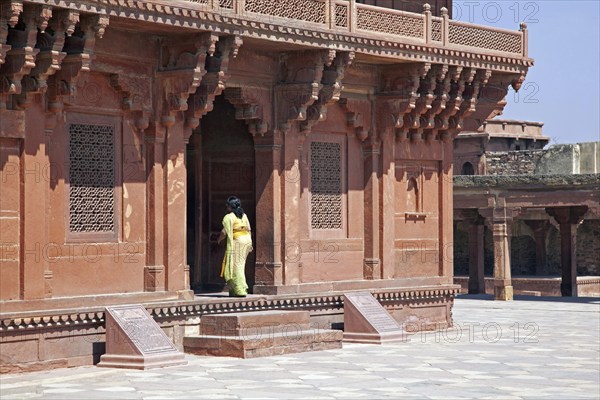 The Ibadat Khanna, Diwan-i-Khas, Hall of Private Audience at Fatehpur Sikri in Uttar Pradesh,