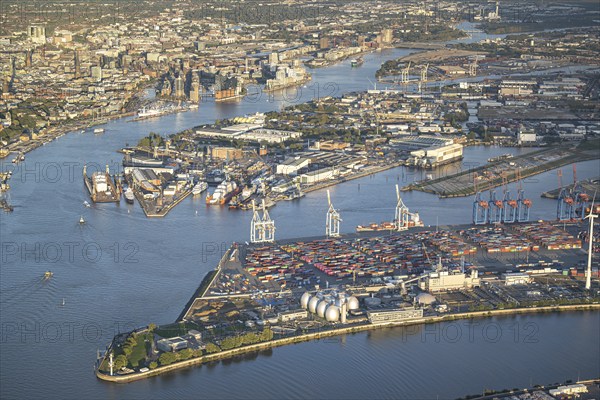 Aerial view of the port of Hamburg with Elbe, Elbe Philharmonic Hall, Speicherstadt, harbour city,