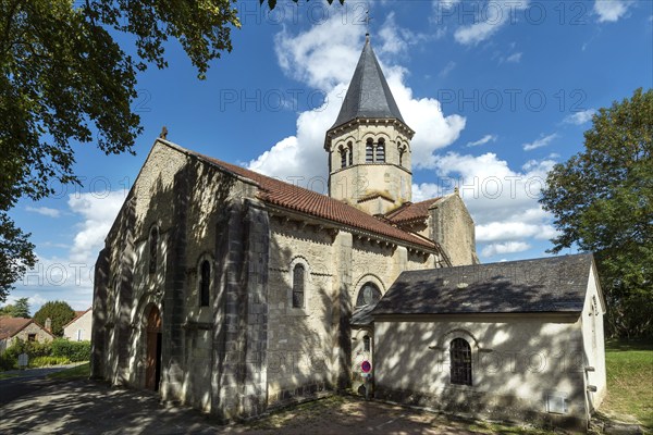 Biozat. Saint-Symphorien Romanesque Church on the road of painted churches in Bourbonnais. Allier.