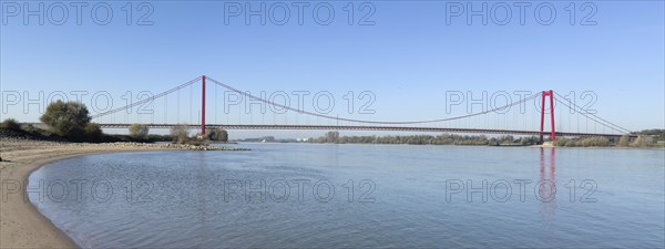 Panorama view from the left bank of the Rhine, western bank of the Rhine, of an earth-anchored
