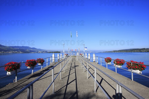 Pier Rapperswil on Lake Zurich, Switzerland, Europe