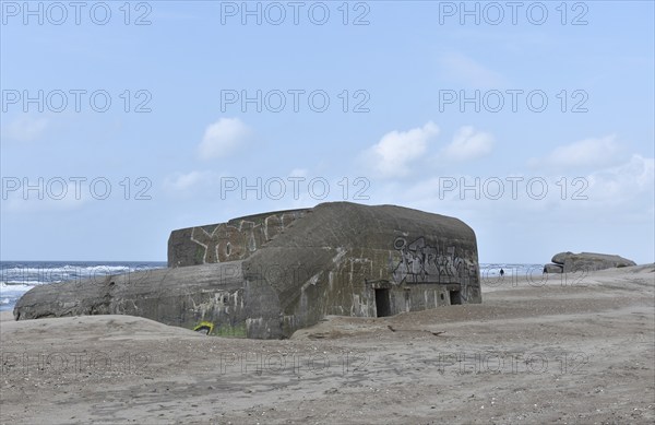 Bunker, Botonbunker of the Atlantic Wall in Denmark on the beach of Jutland