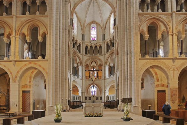 Interior view of the Gothic Limburg Cathedral of St George, crossing with chancel, Old Town,