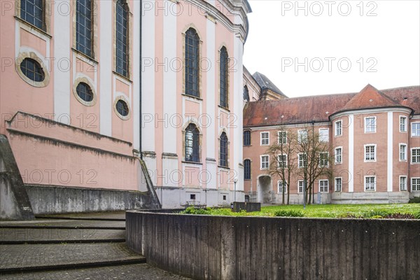 View on the north-east side into the inner courtyard of the former Benedictine abbey of Wiblingen