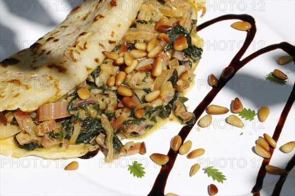 Swabian cuisine, stuffed pancakes with chard and pine nuts, vegetarian, hearty, savoury, typical