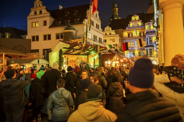 Historic Christmas Market in the Stable Courtyard of the Royal Palace, Dresden, Saxony, Germany,