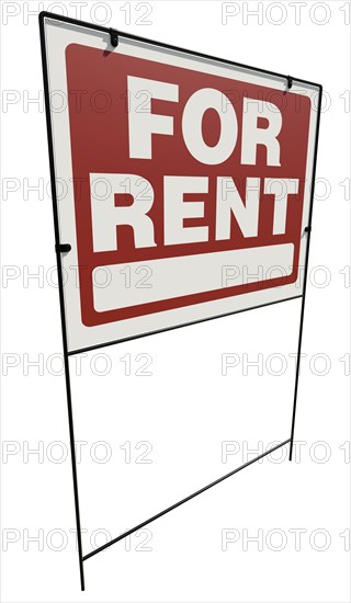 Right facing for rent real estate yard sign isolated on a white background