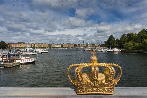 The crown of Sweden on a bridge, capital, travel, centre, tourism, city centre, urban, city, city