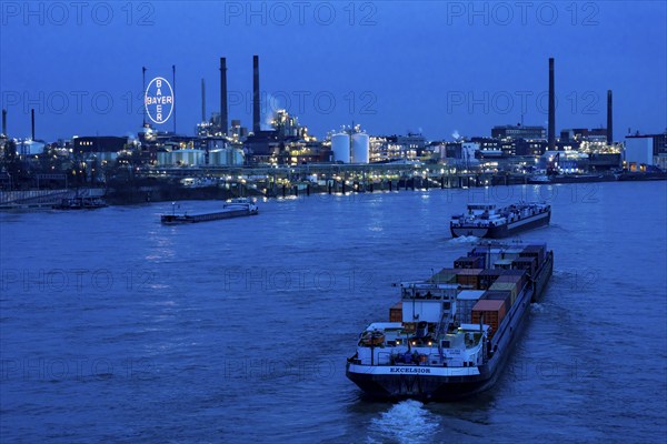 Backdrop of Chempark Leverkusen, Bayer Leverkusen, chemical park, chemical plant, river Rhine,