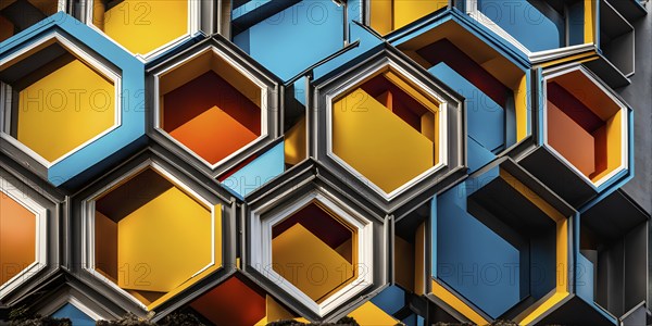 Abstract artwork based on the hexagonal patterns of a honeycomb highlighting efficient structural