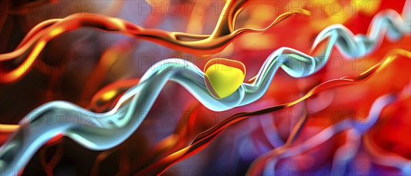 Three dimensional render of cholesterol in blood stream, AI generated